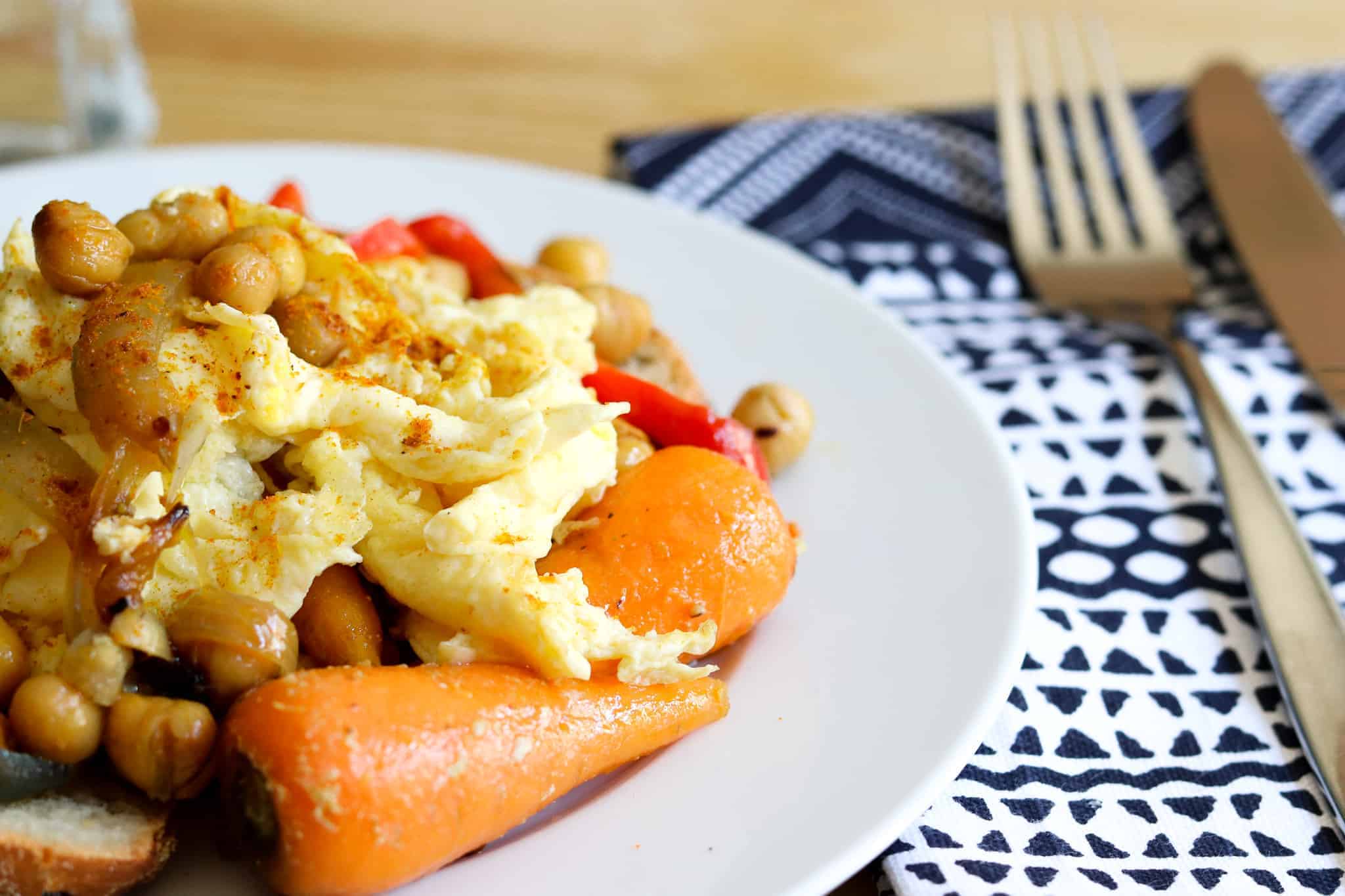 Dukkah Roasted Vegetables with Spicy Scrambled Egg Recipe